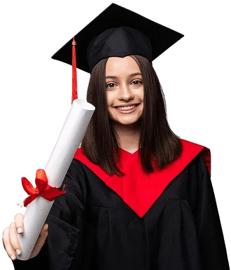 A graduate holding her degree