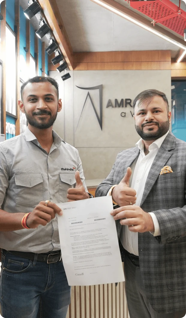 A student receiving his offer letter